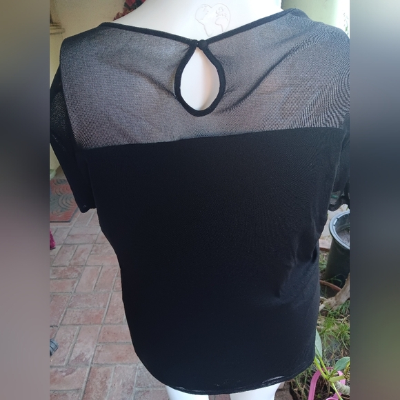 INC International Concepts Black Sequin Lace Blouse - Picture 4 of 8